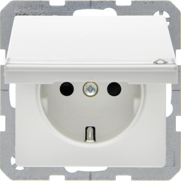 Berker 47526089 Steckdose Schuko mit Klappdeckel. BSF u. erh.BS Q.x polarweiß samt