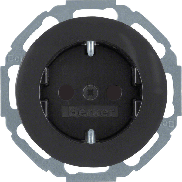 Berker 47552045 Steckdose Schuko mit erhöhtem Berührungsschutz Serie R.Classic schwarz.glänzend