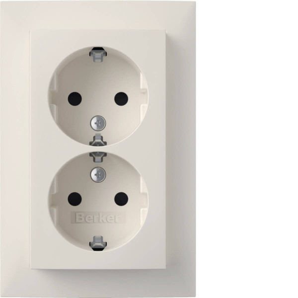 Berker 47591909 Doppelsteckdose Schuko. Abdeckpl.. erh.BS. S.1. polarweiß matt