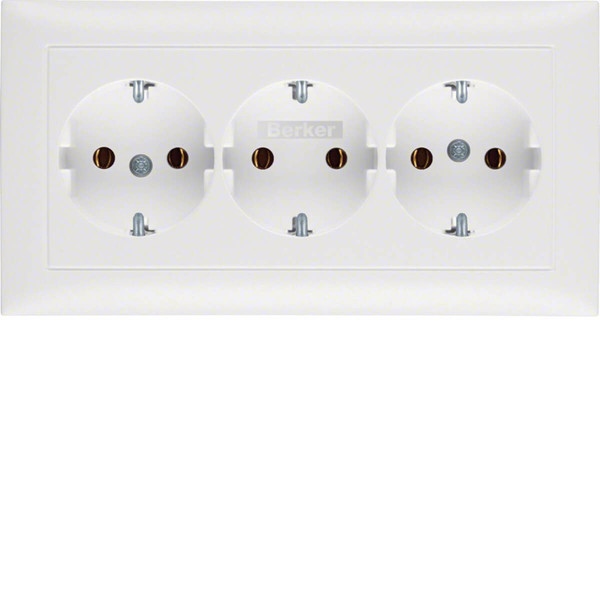 Berker 47661909 3fach-Steckdose Schuko mit Abdeckplatte S.1 polarweiß. matt