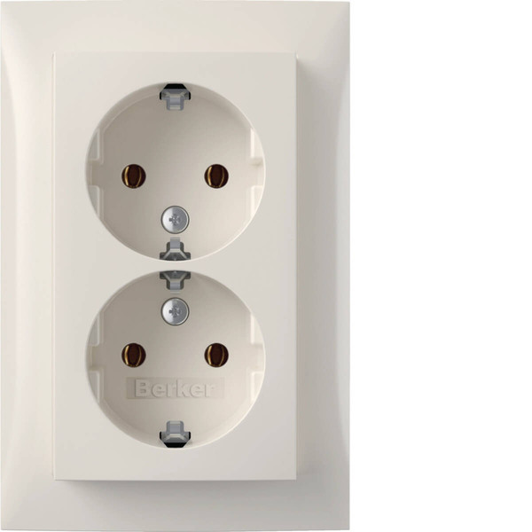 Berker 47748989 Doppelsteckdose Schuko mit Abdeckplatte. Berker S.1. polarweiß glänzend