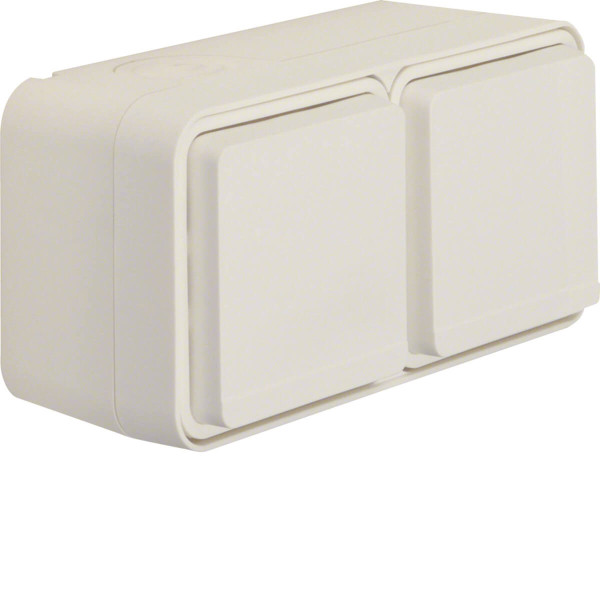 Berker 47843512 Steckdose Schuko 2fach waagerecht mit Klappdeckel 2 Schieber W.1. polarweiß