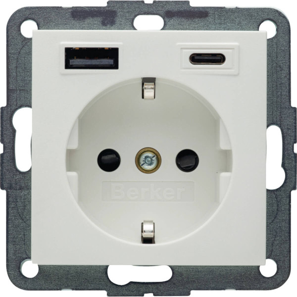 Berker 48141909 Steckdose SCHUKO/USB AC 20W PD S1 pw mt
