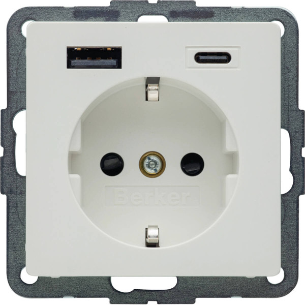 Berker 48146089 Steckd. SCHUKO/USB AC 20W PD Qx pw samt