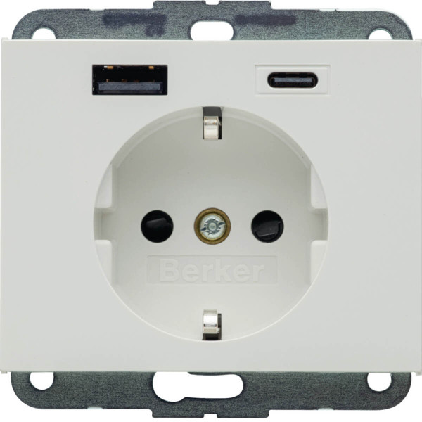 Berker 48147009 Steckdose SCHUKO/USB AC 20W PD Kx pw gl