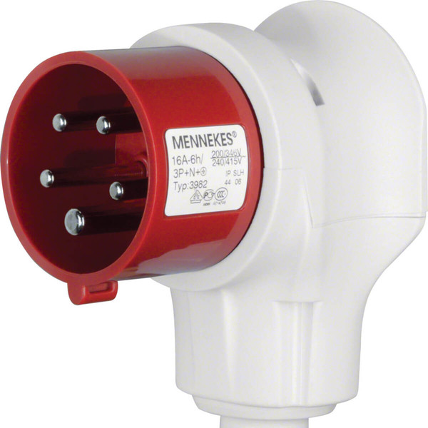 Berker 578001 CEE Winkelstecker 5-polig 16 A Verbindungssysteme grau/rot