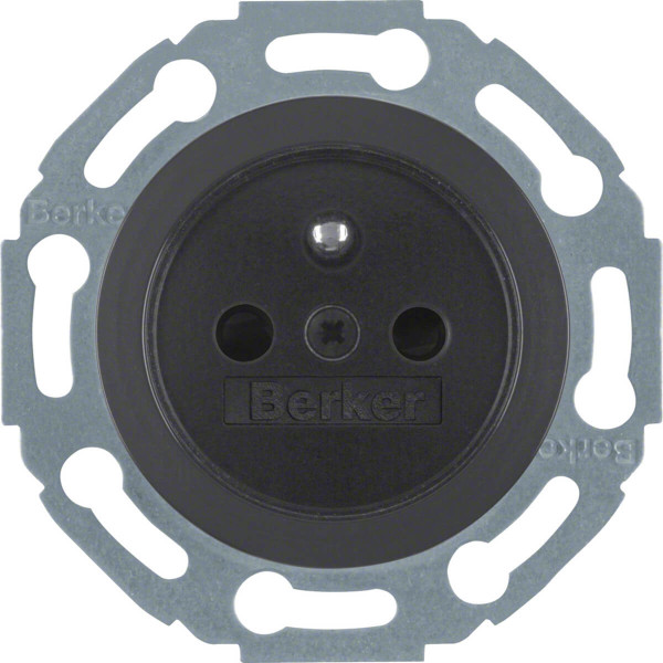 Berker 67687901 Steckdose mit Schutzkontaktstift u. erh.BS 1930/Glas/Palazzo schwarz. glänzend