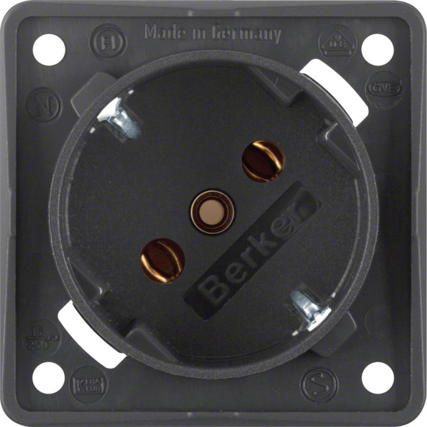 Berker 841852525 Steckdose Schuko 45°. mit Schraubklemmen. Integro Modul-Einsätze. anthrazit m.