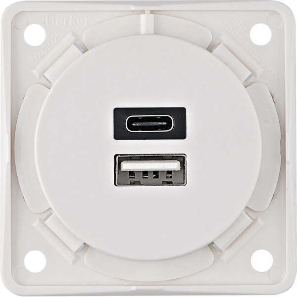 Berker 926202509 USB Ladesteckdose 230 V. 2fach. 3A. A+C. Integro. polarweiß matt