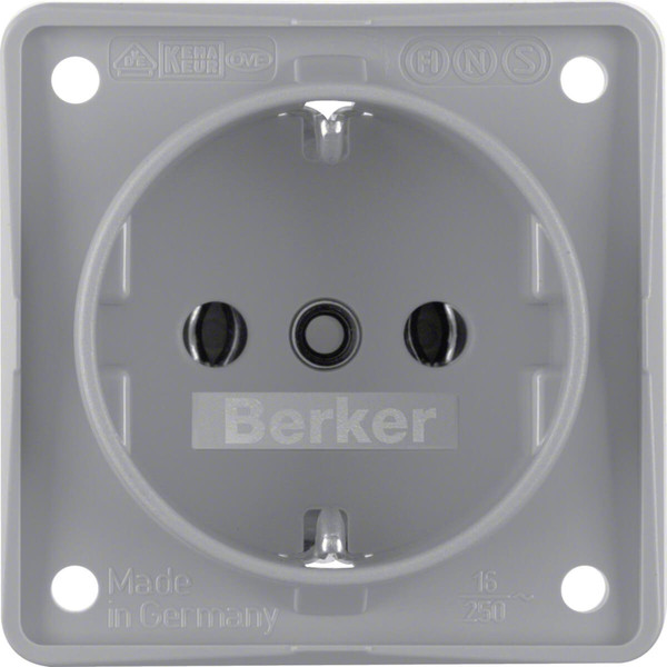 Berker 941852506 Steckdose Schuko. mit Schraubklemmen. Integro Modul-Einsätze. grau matt