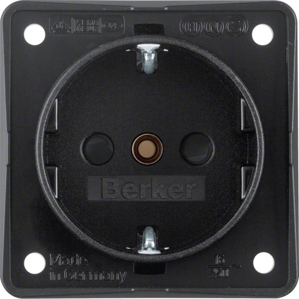 Berker 9419505 Steckdose Schuko. erh. Ber.schutz. Schraubkl.. Integro Modul-Einsätze. schw. m.