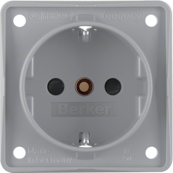 Berker 941952506 Steckdose Schuko. erh. Ber.schutz. Schraubkl.. Integro Modul-Einsätze. grau m.