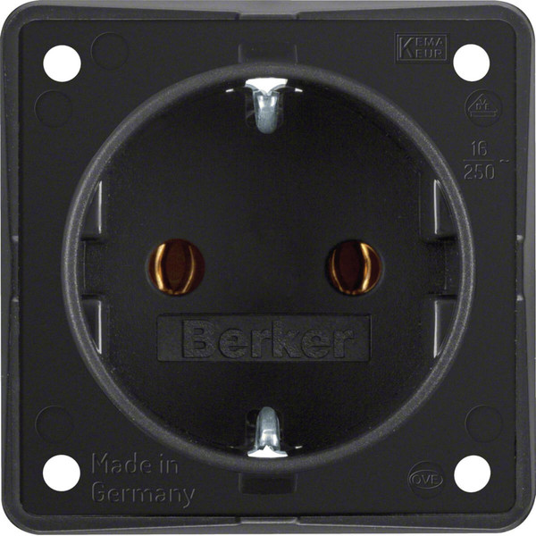 Berker 947782503 Steckdose Schuko. mit Steckklemmen. Integro Modul-Einsätze. schwarz matt