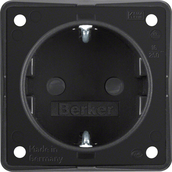 Berker 947792503 Steckdose Schuko. erh. Ber.schutz. Steckkl.. Integro Modul-Einsätze. schw. m.