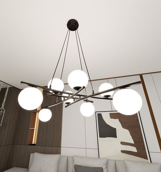 Bioledex Klaksor Pendelleuchte 8-fach E14 schwarz opal 100x100x100cm Made in Europe