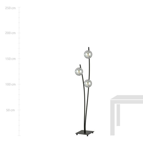 Bioledex Dramnir Stehleuchte 3-fach E14 150cm schwarz anthrazit 25x150x25cm Made in Europe