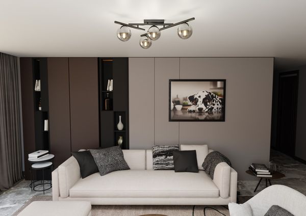 Bioledex Luleris Deckenleuchte 4-fach E14 schwarz anthrazit 63x25x50cm Made in Europe