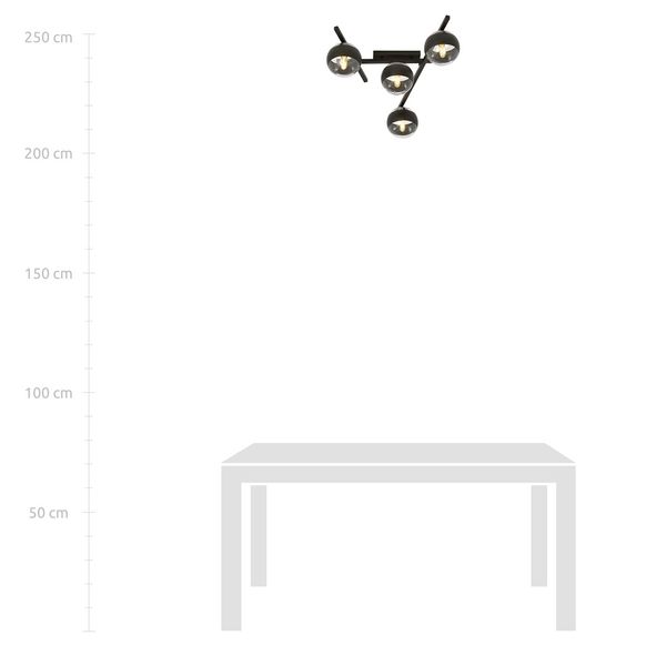 Bioledex Luleris Deckenleuchte 4-fach E14 schwarz gestreift 63x25x50cm Made in Europe