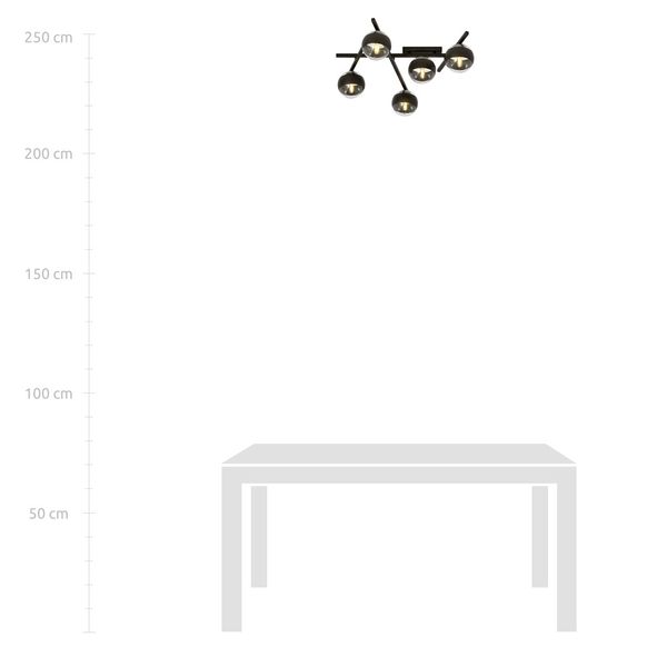 Bioledex Luleris Deckenleuchte 5-fach E14 schwarz gestreift 67x25x50cm Made in Europe