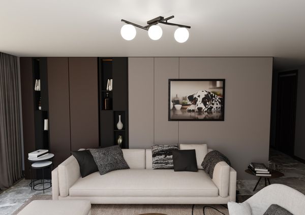 Bioledex Luleris Deckenleuchte 3-fach E14 schwarz opal 51x25x50cm Made in Europe