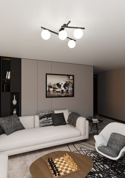 Bioledex Luleris Deckenleuchte 4-fach E14 schwarz opal 63x25x50cm Made in Europe