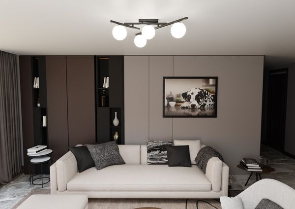 Bioledex Luleris Deckenleuchte 4-fach E14 schwarz opal 63x25x50cm Made in Europe