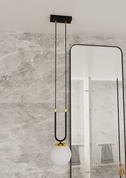 Bioledex Tonsern Pendelleuchte E14 schwarz/gold opal 15x115x15cm Made in Europe