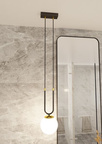 Bioledex Tonsern Pendelleuchte E14 schwarz/gold opal 15x115x15cm Made in Europe