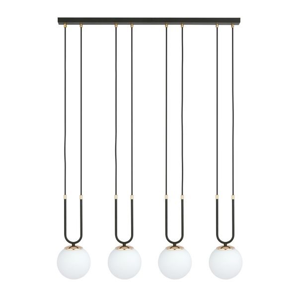 Bioledex Tonsern Pendelleuchte 4-fach E14 schwarz/gold opal 92x115x15cm Made in Europe