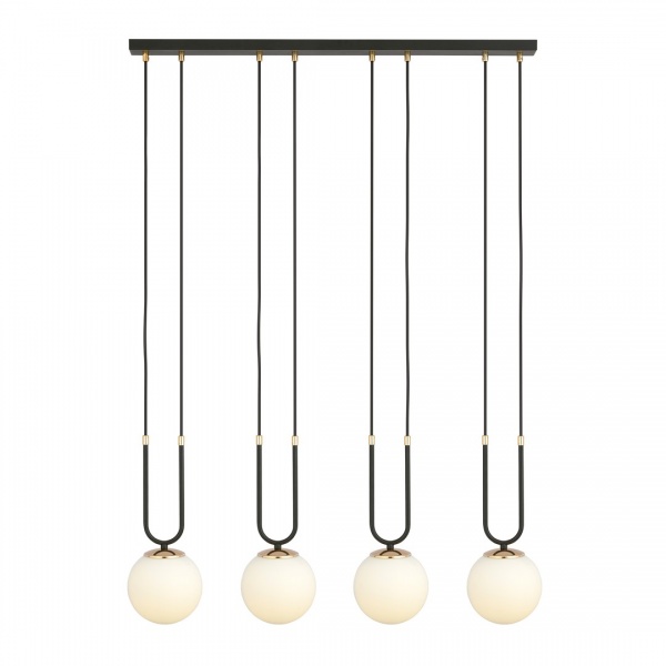 Bioledex Tonsern Pendelleuchte 4-fach E14 schwarz/gold opal 92x115x15cm Made in Europe