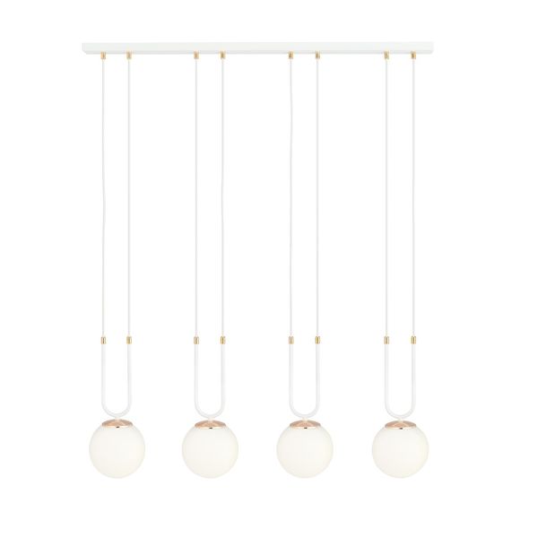 Bioledex Tonsern Pendelleuchte 4-fach E14 weiß/gold opal 92x115x15cm Made in Europe