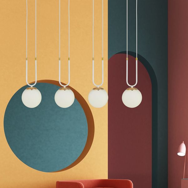 Bioledex Tonsern Pendelleuchte 4-fach E14 weiß/gold opal 92x115x15cm Made in Europe