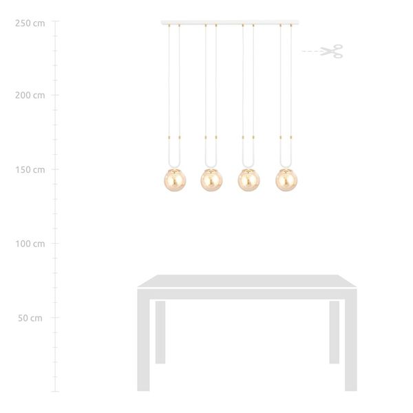 Bioledex Tonsern Pendelleuchte 4-fach E14 weiß/gold amber 92x115x15cm Made in Europe