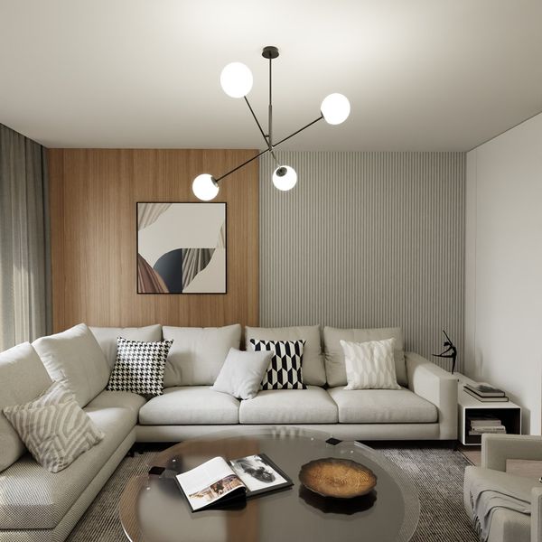 Bioledex Norrika Deckenleuchte 4-fach E14 schwarz opal 102x51x102cm Made in Europe