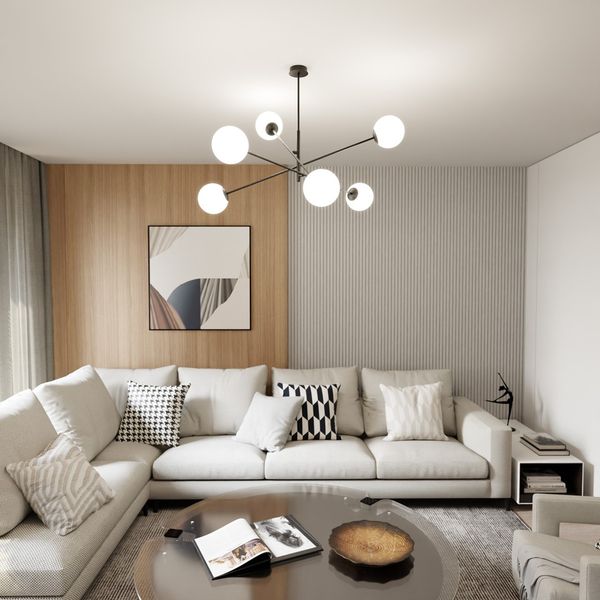 Bioledex Norrika Deckenleuchte 6-fach E14 schwarz opal 102x51x102cm Made in Europe