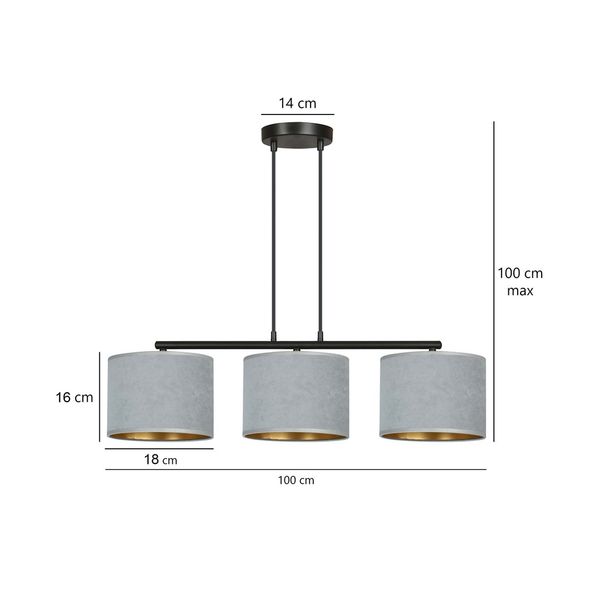 Bioledex Lyngar Pendelleuchte 3-fach E27 grau 72x100x18cm Made in Europe
