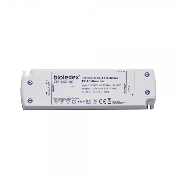 Bioledex 5-30W 12V DC LED Netzteil dimmbar TRIAC, 230VAC zu 12VDC Trafo