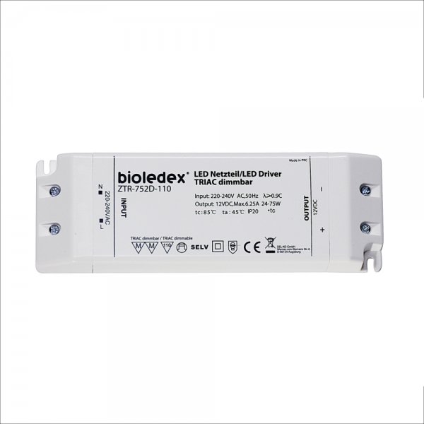 Bioledex 75W 12V DC LED Netzteil dimmbar TRIAC für dimmbare 12V LEDs