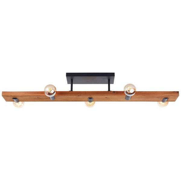 Brilliant Mertes Deckenleuchte 5-fach E27 Schwarz Holz 80115/76