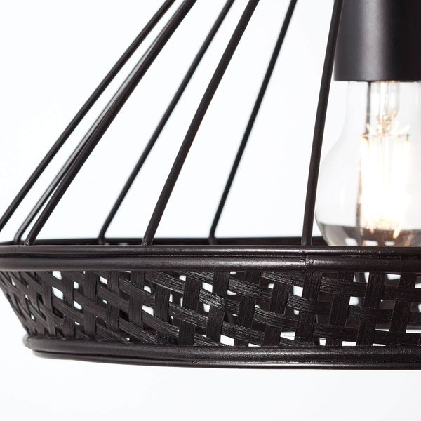 Brilliant Tory Pendelleuchte, 1-flammig E27 Schwarz Matt Rattan 99264/06