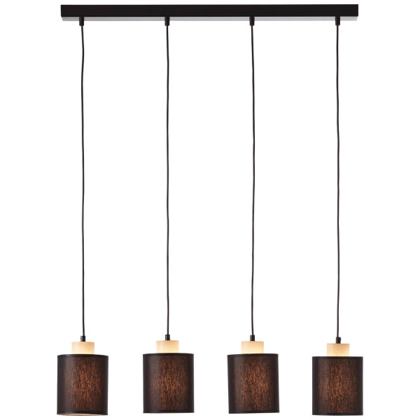 Brilliant Vonnie Pendelleuchte, 4-flammig E27 Schwarz Holz Made in Europe, FSC 99413/76