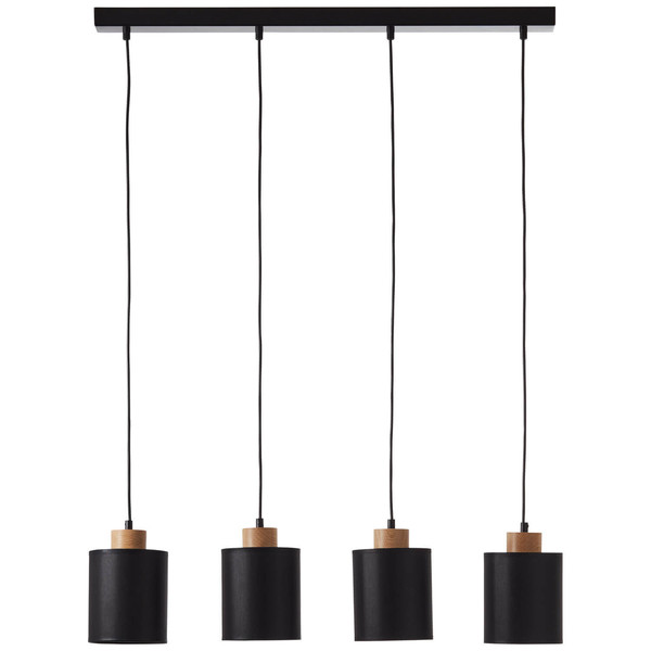 Brilliant Vonnie Pendelleuchte, 4-flammig E27 Schwarz Holz Made in Europe, FSC 99413/76