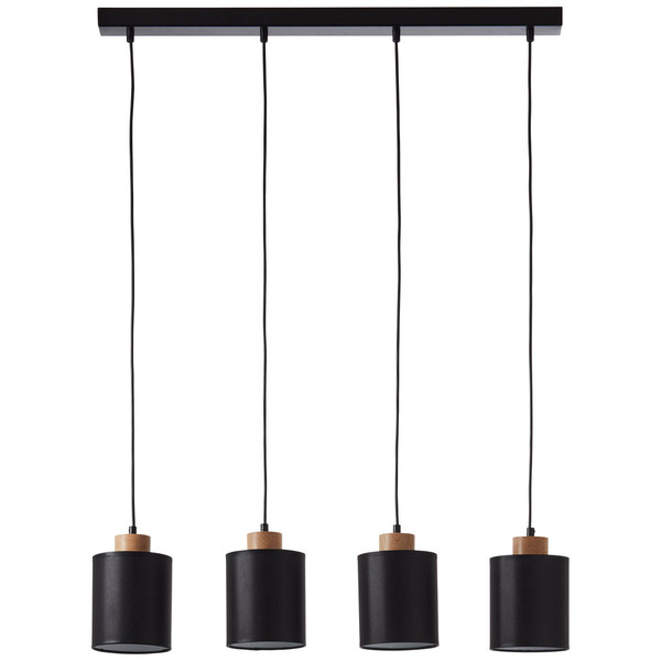 Brilliant Vonnie Pendelleuchte, 4-flammig E27 Schwarz Holz Made in Europe, FSC 99413/76