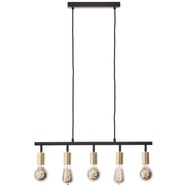 Brilliant Tiffany Balkenpendel, 5-flammig E27 Schwarz Matt Messing Gebürstet 99684/78