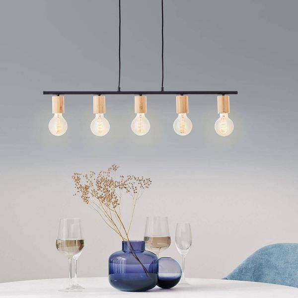 Brilliant Kerry Pendelleuchte, 5-flammig E27 Schwarz Natur 99713/76