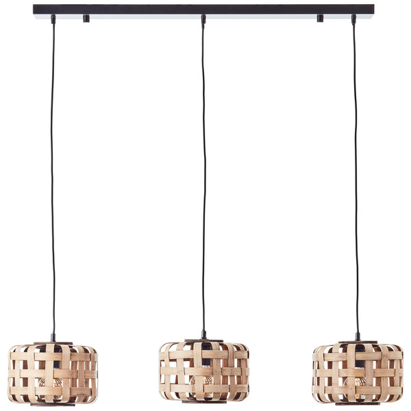 Brilliant Woodline Pendelleuchte, 3-flammig E27 Natur Schwarz FSC 99810/09