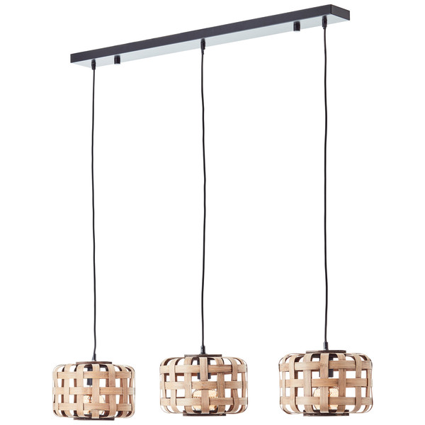 Brilliant Woodline Pendelleuchte, 3-flammig E27 Natur Schwarz FSC 99810/09