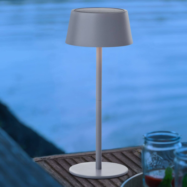 Brilliant Picco LED Außentischleuchte 4W Warmweiß IP44 Grau Matt Solar, USB G40400/22