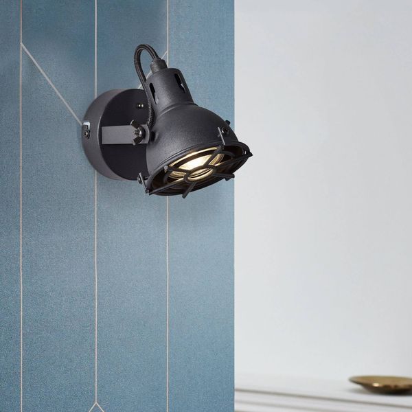 Brilliant Jesper LED Wandspot GU10 5W/4,5W Warmweiß Schwarz Korund G54310/86