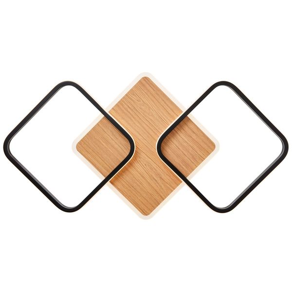 Brilliant Dennet LED Deckenleuchte 62x62cm, 2-flammig 40W Warmweiß Schwarz Holz Memory Funktion G99750/76